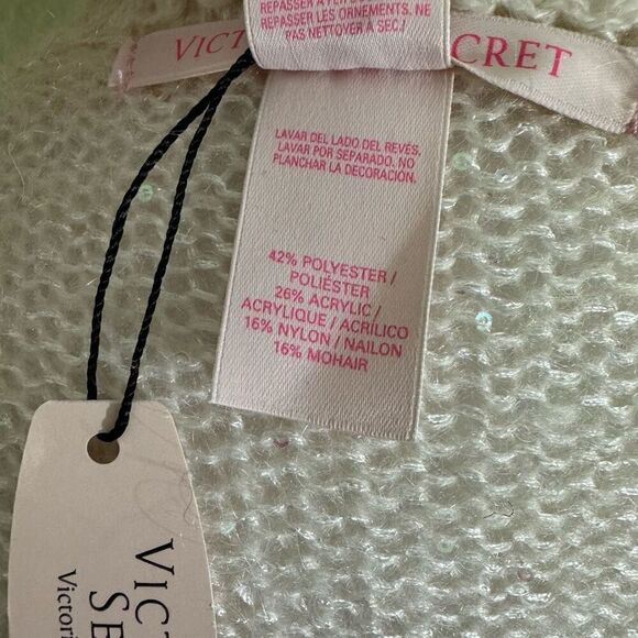 Victoria's Secret S Open Front Duster Cardigan Cream Sequin Knit Winter Holiday - Picture 7 of 8